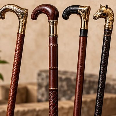 Leather-Covered Walking Sticks (illustrative image)