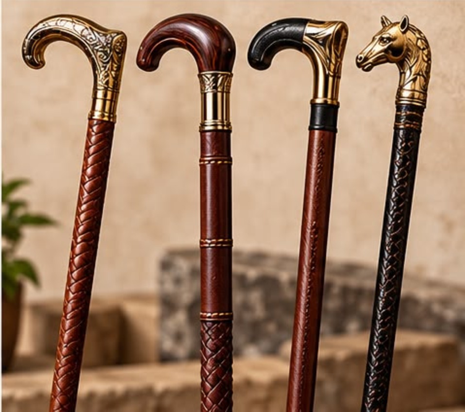Leather-Covered Walking Sticks (illustrative image)